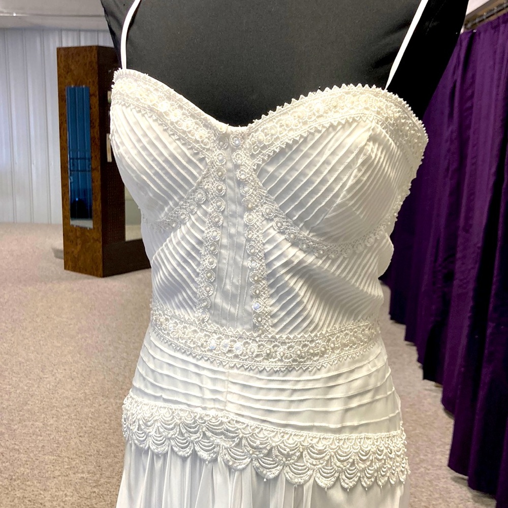 Vintage inspired white Mignon wedding dress formal destination bride